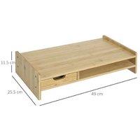 Bamboo Wooden TV Stand Riser with Drawer - Desktop Storage Organiser