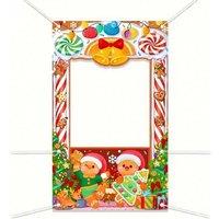 Merry Christmas Door Banner Set - Festive Gingerbread Porch Sign, Reusable Polyester, Large Outdoor Decoration
