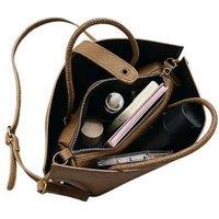 Brown Women's Vegan Leather Crossbody Purse - Elegant Satchel Handbag with Adjustable Strap, Multiple Compartments, 33x10x18cm