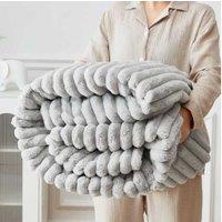 Super Soft Faux Fur Stripe Throw Blanket - Ultra-Plush, Machine Washable, Multiple Colours & Sizes