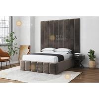 Sofitel Velvet Upholstered Wingback Bed Frame with Ottoman Storage - Double or King Size
