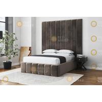 Chrissy Ottoman Velvet Upholstered Bed Frame with Wingback Headboard - Double/King Size Storage Bed