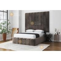 Chrissy Velvet Upholstered Wingback Bed Frame with Ottoman Storage - Double/King Size, Contemporary Style