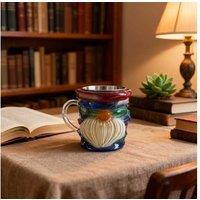 Christmas Gnome Book Mug - Novelty 3D Stacked Books Coffee Cup Gift for Book Lovers