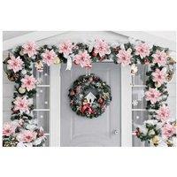 10Pcs Artificial Poinsettia Christmas Flowers - Festive Tree & Table Dcor, 14cm, Durable Plastic, Reusable