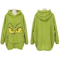 Unisex Green Festive Grinch- Parent-Child Blanket Hoodies!