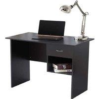 Wood Computer Desk with Drawer & Open Storage - Compact Modern Office Solution