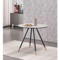 5PCs Alexander Toronto Marble Effect Dining Table Set - Modern Space-Saving Velvet Chairs, Metal Legs, 4-Seater