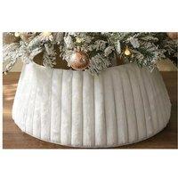 Luxury White Christmas Tree Skirt Base with Stripe Texture - Plush, Reusable, 72cm