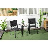 Outsunny Stackable Aluminium Garden Chairs - Set of 2, Weather-Resistant, Modern Black