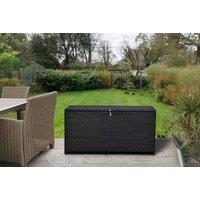 Outsunny Weather-Resistant Rattan Storage Box with Gas Lift - 284L, Metal Frame, Dark Brown
