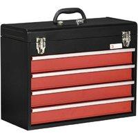 DURHAND Lockable 4 Drawer Metal Tool Chest - Heavy-Duty Steel, Portable Storage, 18kg Capacity
