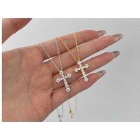 Elegant 5A Zircon Cross Pendant Necklace with Silver Adjustable Chain - Statement Jewellery