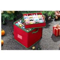 4-Tier Christmas Ornament Storage Box with Lid - 64 Compartment, Collapsible & Durable
