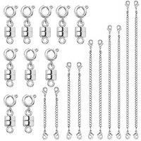 20-Piece Adjustable Necklace & Bracelet Extender Set with Magnetic Clasps - Alloy & Copper, Versatile Layering Solution