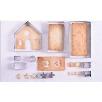 10Pcs Stainless Steel Gingerbread House Biscuit & Cookie Moulds - Festive Christmas Baking Set