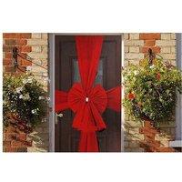 Large Red Christmas Door Bow - Festive Outdoor Decoration, Durable Fabric, 60x80cm