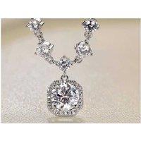 Elegant 5A Zircon Cross Pendant Necklace - Silver Tone, 1.5Ct Round Stone, Adjustable 40+5cm Chain