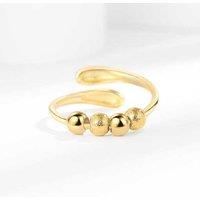 2Pcs Adjustable Copper Spinner Rings for Anxiety Relief - Silver Finish, Stress Fidget Band Set