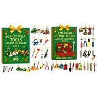 2025 Farm Tool Themed Acrylic Advent Calendar - Rustic Flat Ornament