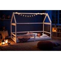 Kids' Pine Wood House Bed with Guardrails