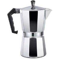 EDM Aluminum 6-Cup Stovetop Coffee Maker - Multi-Function, Family Size, Sleek Chrome Finish