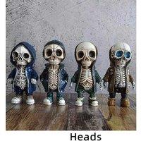 Halloween Resin Skull Ornament Set - 9 Decorative Styles - Durable Home Decor Figurines