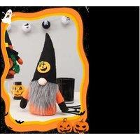Hand-Sewn Silk Halloween Wizard Hat Faceless Doll Ornament - Vintage Tabletop Home Decor