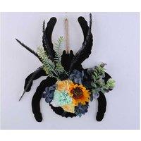 Spider Wooden Sign Door Hanger - Decorative Halloween Wall Art, Durable Plastic & Polyester