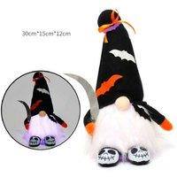 Halloween Faceless Old Man LED Decorative Doll - Silk Fabric, Handcrafted, Spooky Home Accent