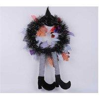 Halloween Witch Hat Long-Legged Pumpkin Garland - Decorative Polyester & Wrought Iron Wall Hanging