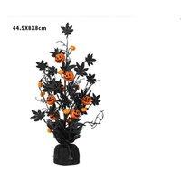 Halloween Pumpkin Maple Leaf Decorative Tree - Black Plastic Spooky Table Decor