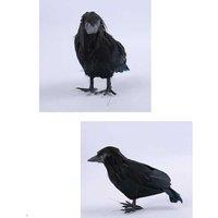 Halloween Black Feather Crow Decorative Prop - Realistic Foam Bird, Tabletop Accent