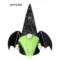 Handcrafted Flocked Fabric Halloween Witch Bat Doll Decorative Ornament - Tabletop Home Decor