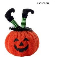 Handcrafted Silk Halloween Witch's Foot Pumpkin Doll - Decorative Home Ornament