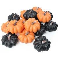 Halloween Simulated Pumpkin Set - Soft PVC Decorative Pumpkins for Autumn Table & Home Decor (16-Piece, Assorted Colours)