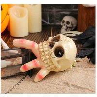 Resin Skull Conch Hand Garden Ornament - Outdoor Horror Sculpture Decor