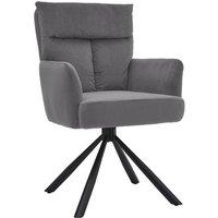 Upholstered Modern Swivel Chair with Black Iron Legs - Grey