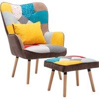 Wingback Armchair Set with Footstool and Lumbar Pillow for Comfort