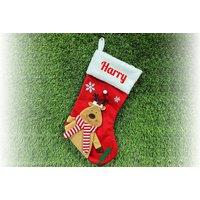 Personalised Christmas Stocking with Santa, Snowman or Reindeer Design