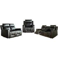 Sleek Black PU Leather Electric Recliner Sofas and Armchair Range