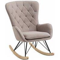 Velvet Padded Rocking Chair with High Back & Oak Runners