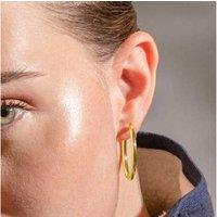 Luxenter Carai 18k Gold Hoop Earrings - Bohemian Polished Medium Hoops, 25.5mm