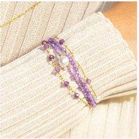 18K Gold Amethyst Cubic Zirconia Bracelet - Luxenter Athat, 16cm, Elegant Gift Bangle