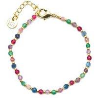 Aiel Multicolour Crystal Bracelet, 18K Gold Plated, Adjustable 16.5-20cm - Vibrant Charm Bangle