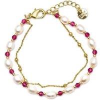 18K Yellow Gold White Pearl Adjustable Bracelet - Luxenter Fine Jewellery, 16-19.5cm