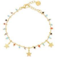 925 Sterling Silver Multicolour Quartz Bracelet - Gold Plated, 18cm, Lobster Clasp