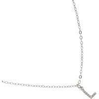 LUXENTER Alphabet 'L' Personalised Necklace - Rhodium-Plated Silver Chain with Cubic Zirconia