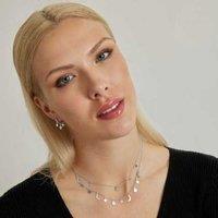Luxenter Rasay Rhodium-Plated Minimalist Zirconium Necklace - Silver Finish, Sparkling Stones