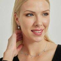 Luxenter Olzal Minimalist Zirconia Necklace - Rhodium Plated, Elegant Chain Jewellery
